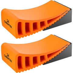 CARMTEK front view of 2-pack curved levelers highlighting compact design and quick setup