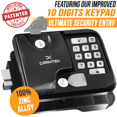 carmtek backlit 10‑digit keypad closeup for easy nighttime entry benefit
