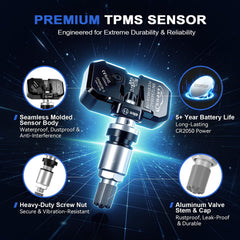 CARPMS TPMS sensor battery compartment showing CR2050 cell for long five plus year life