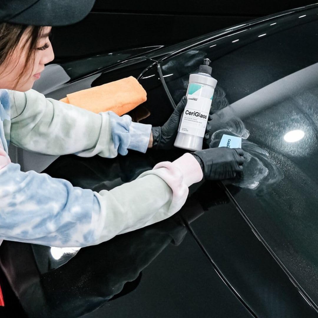 CARPRO CeriGlass before and after windshield demonstrating reduced glare