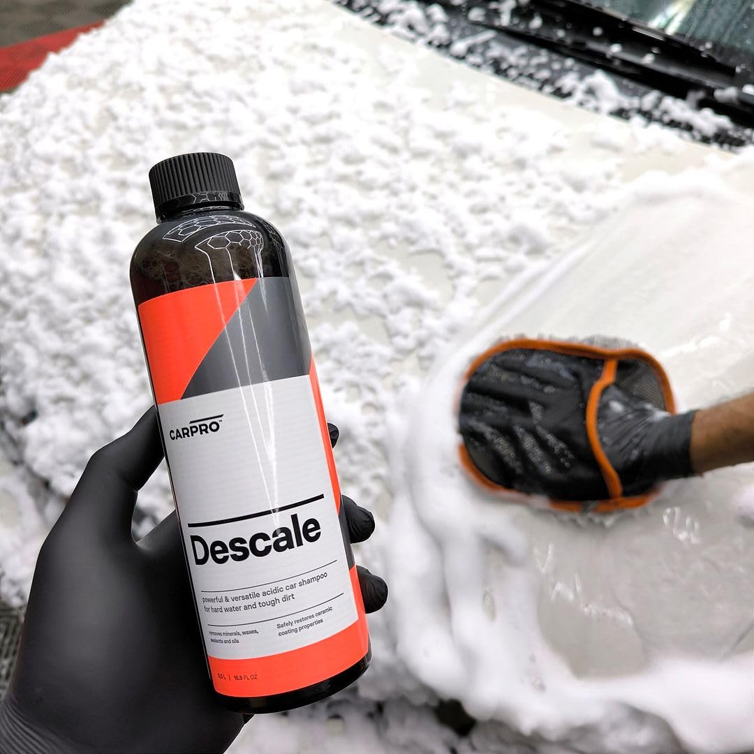 CARPRO Descale before and after spot removal revealing restored gloss