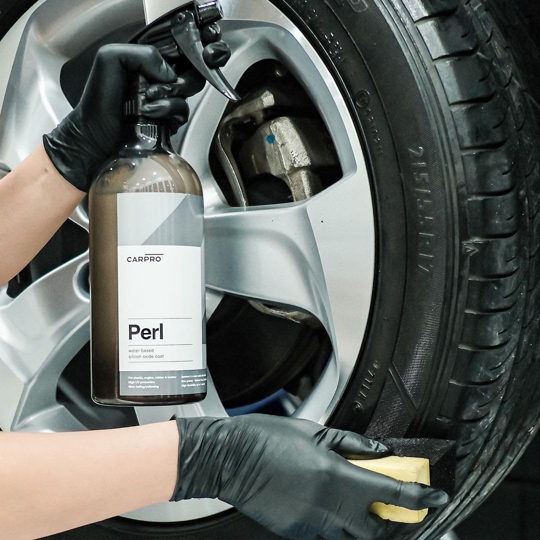 CARPRO PERL on tire and seal producing a natural satin finish and water repellency