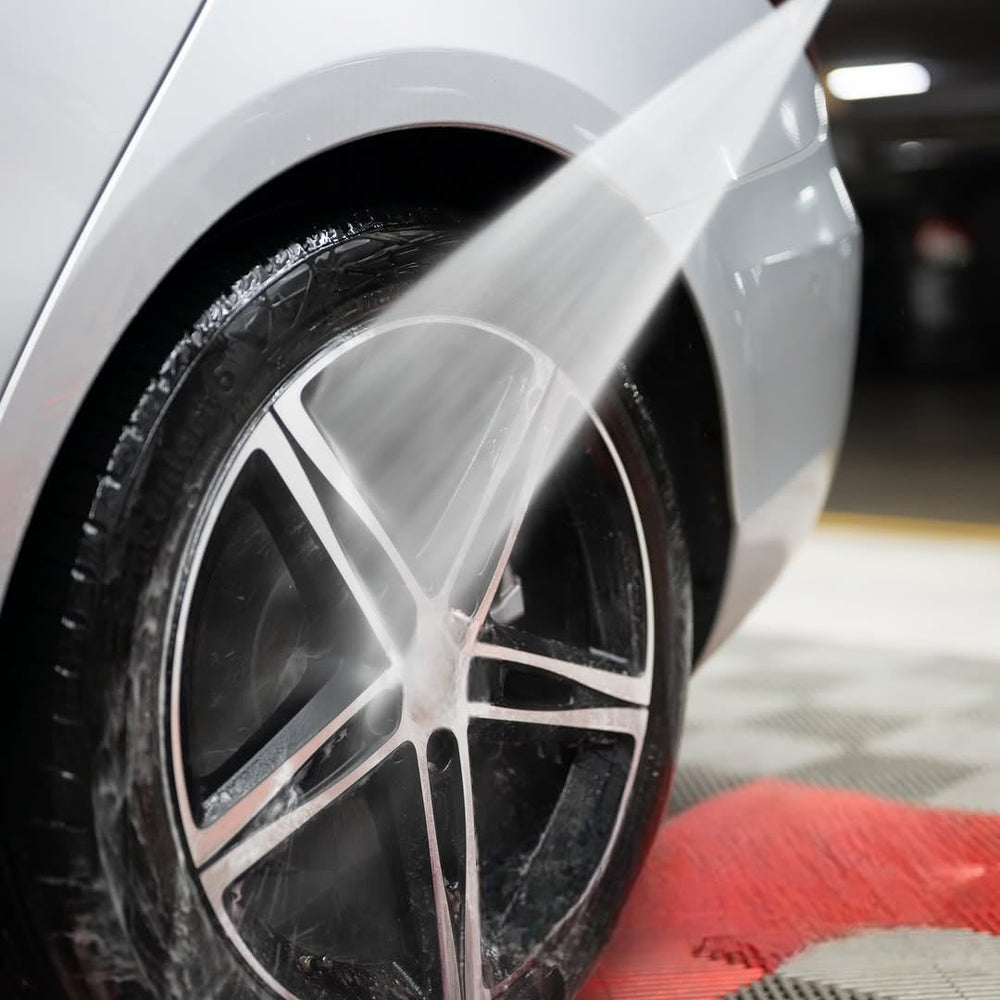 CARPRO ReTyre in a detailing scene with towel and wheel for complete prep