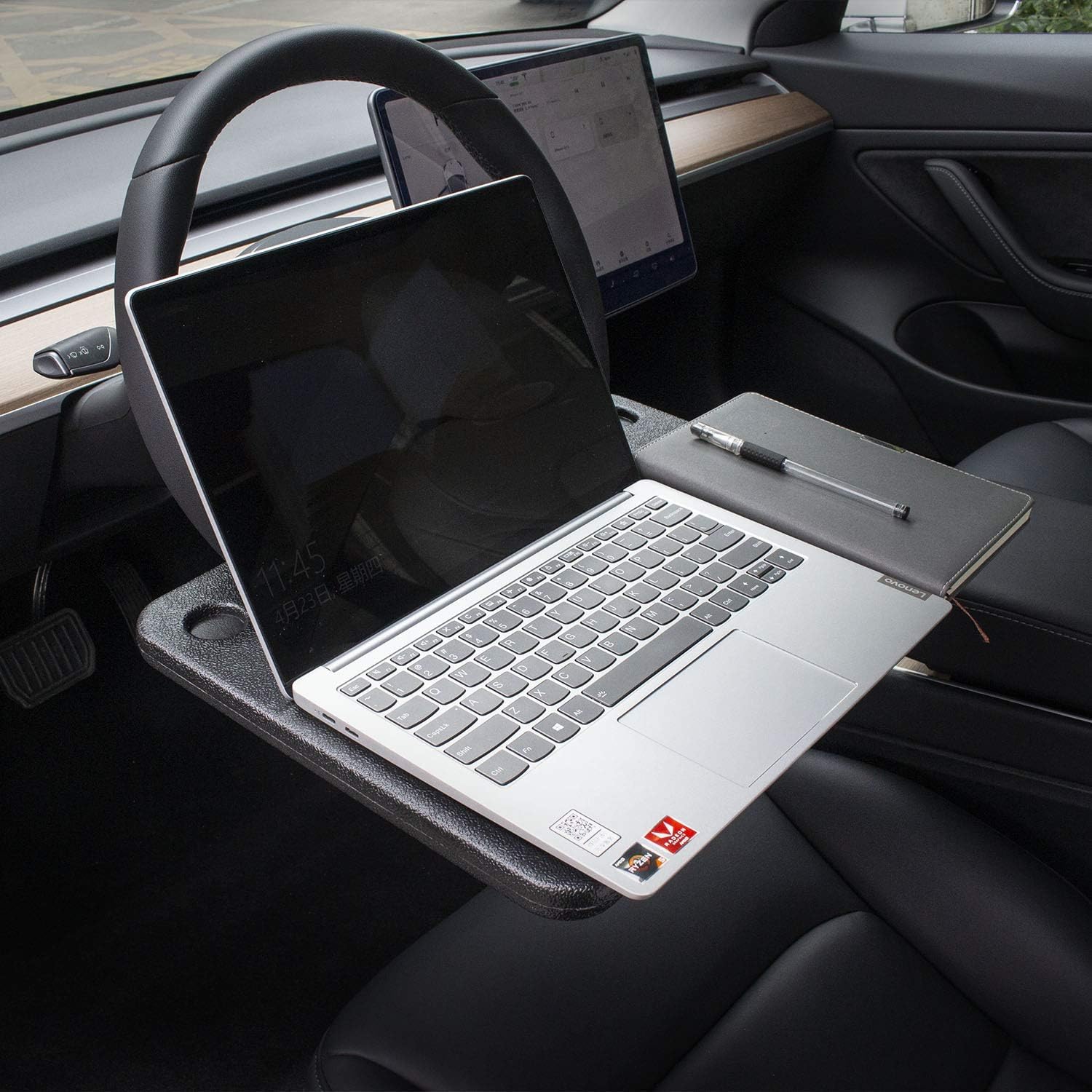 CarQiWireless flat side supporting a laptop for quick mobile productivity