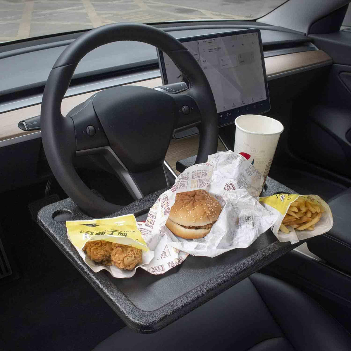 CarQiWireless front view of tray showing stable surface and fit benefit