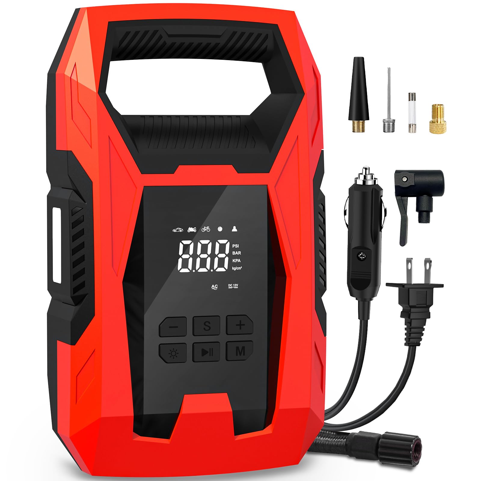 CARSUN front panel and cords showing compact layout and dual-power convenience