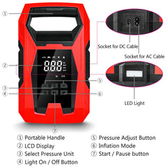 CARSUN inflator attached to car tire demonstrating fast roadside inflation