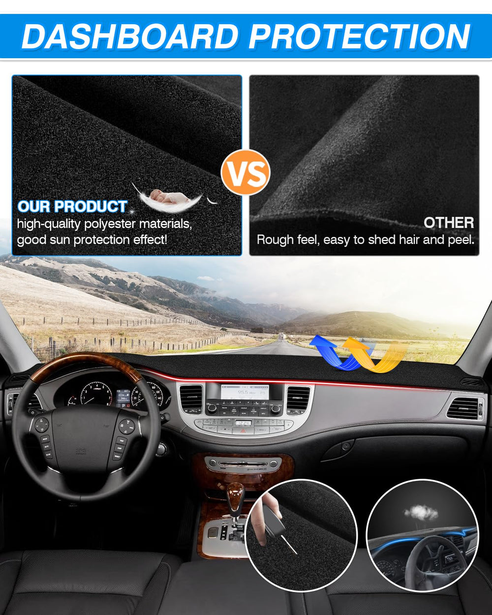CARTIST side profile showing slim fit and dashboard heat reduction benefit
