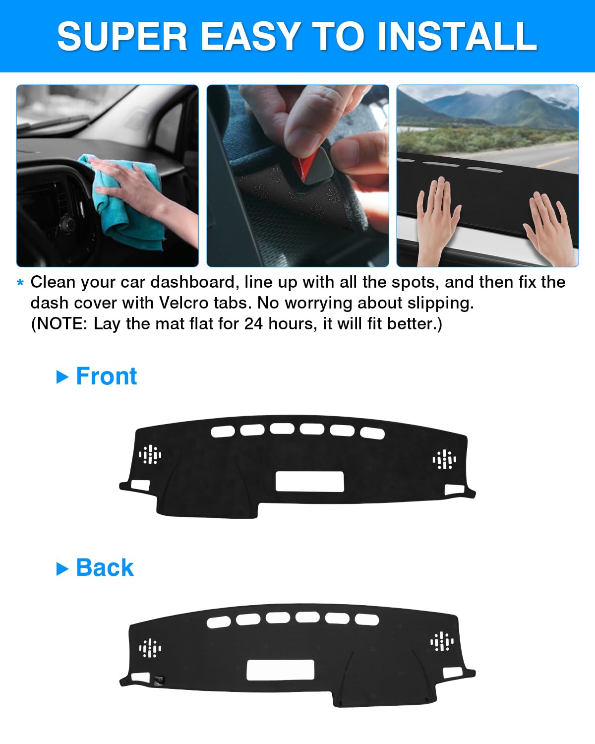 CARTIST installed cover seen from driver seat reducing windshield glare