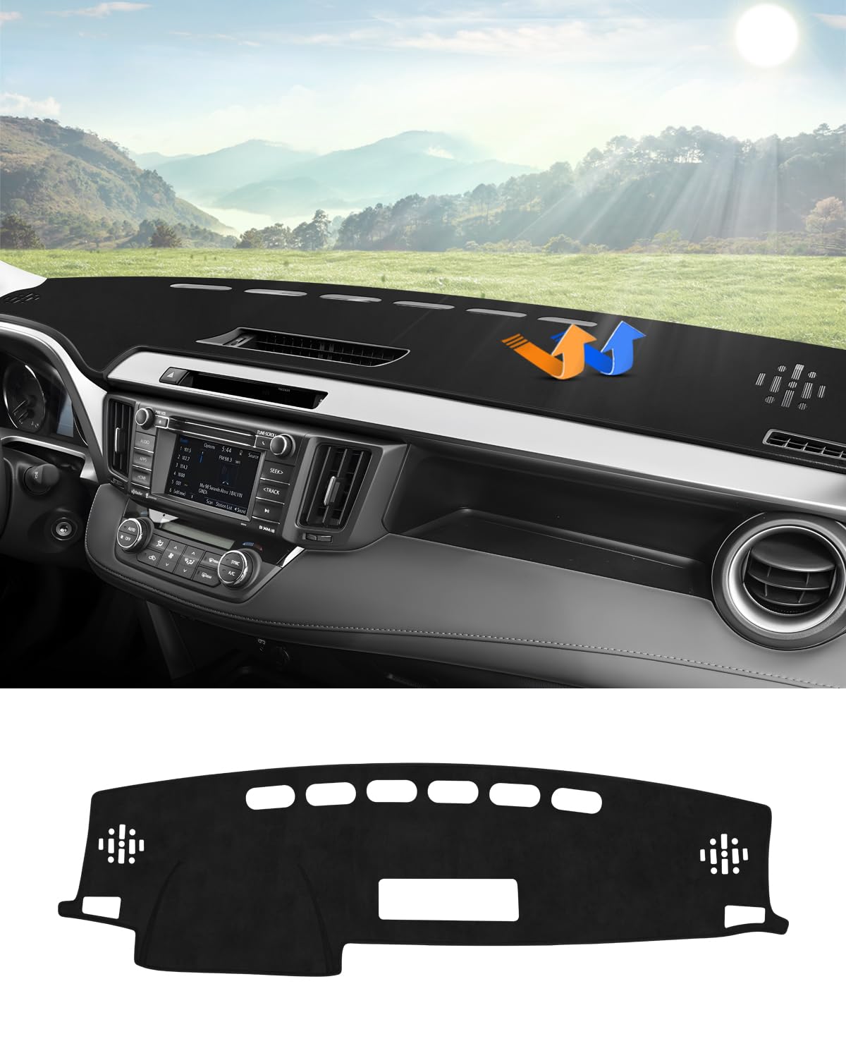 CARTIST front view of RAV4 dashboard cover showing exact fit and sleek look