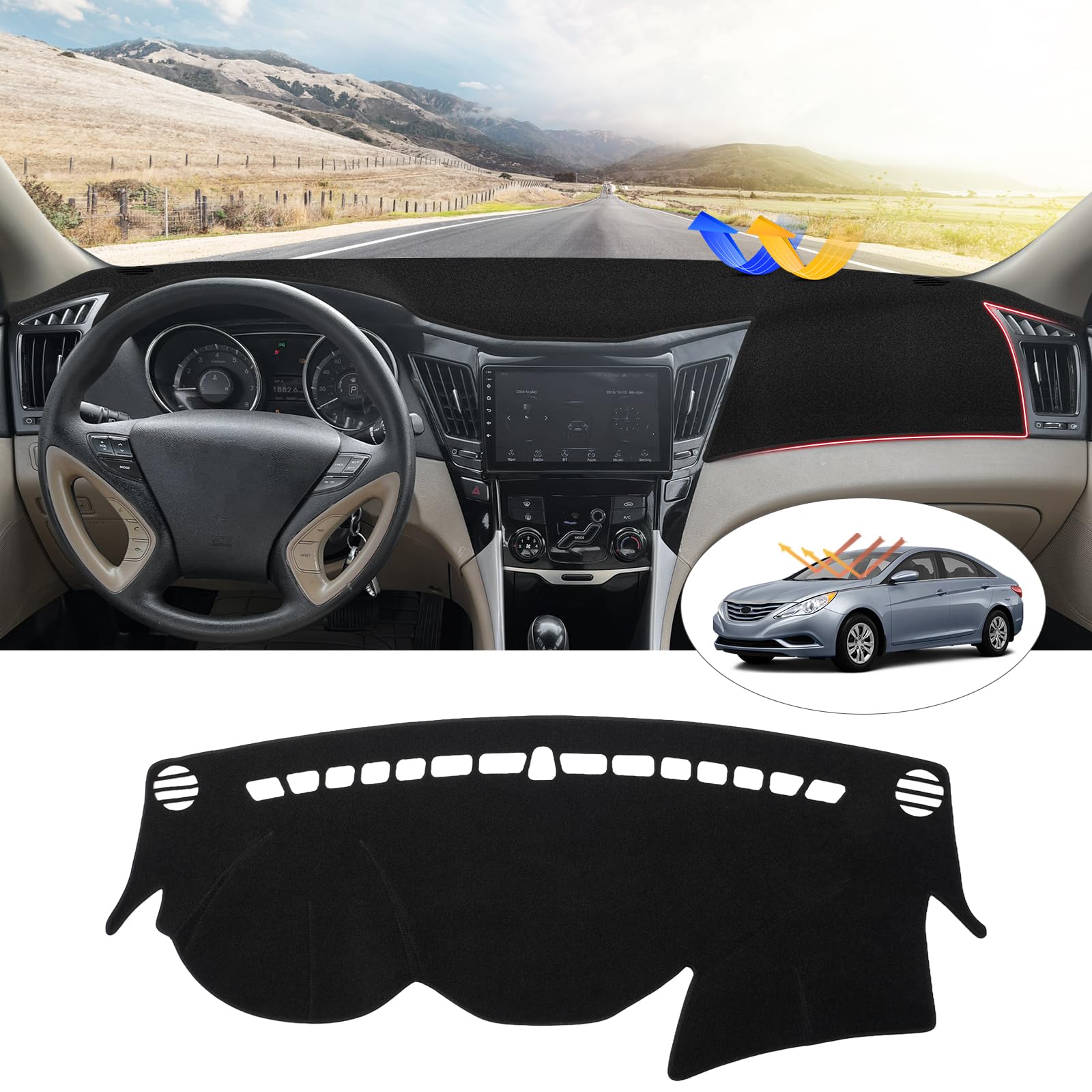CARTIST Sonata dash cover front view shows custom fit and improved dash look