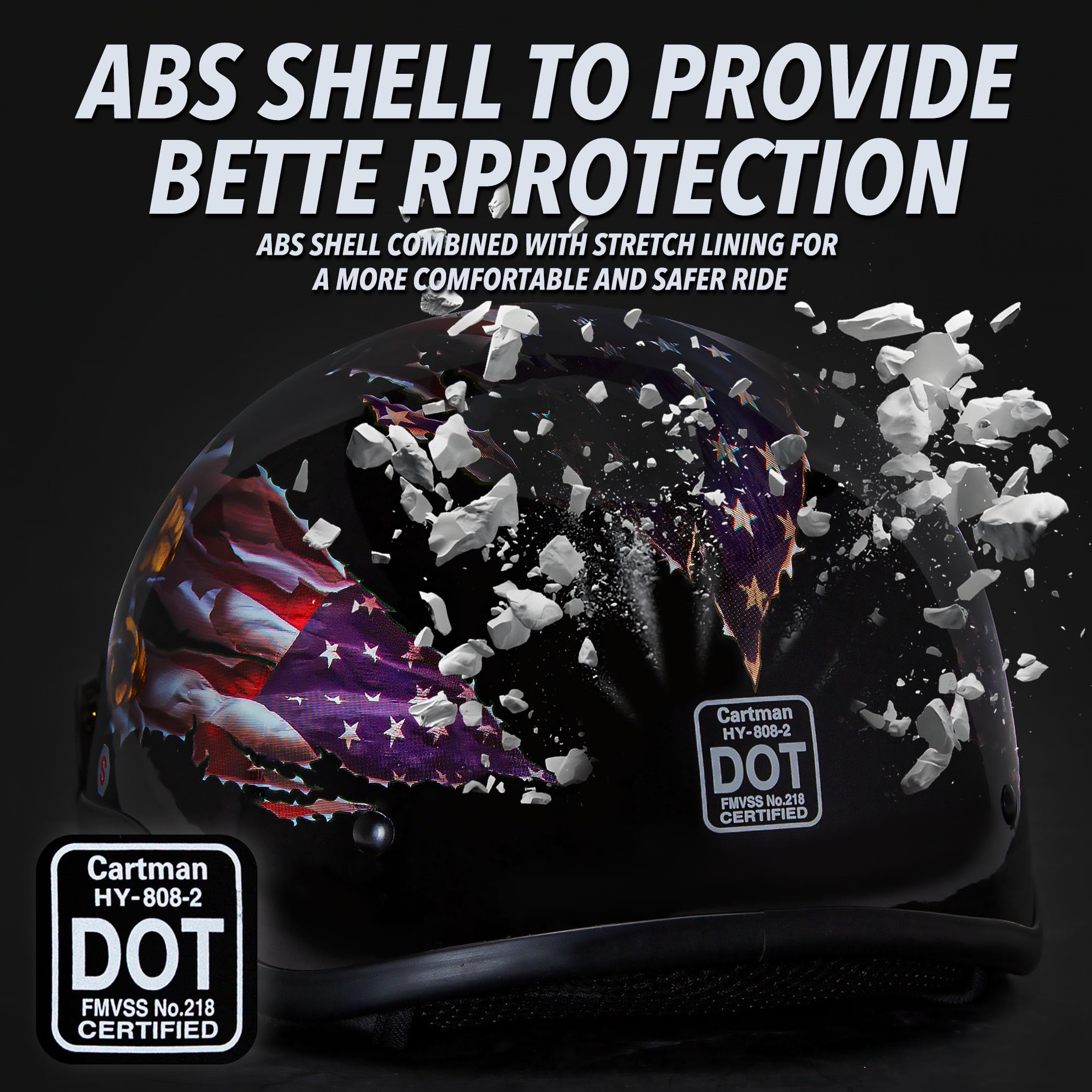 CARTMAN helmet side with eagle graphics increasing road-visible classic look