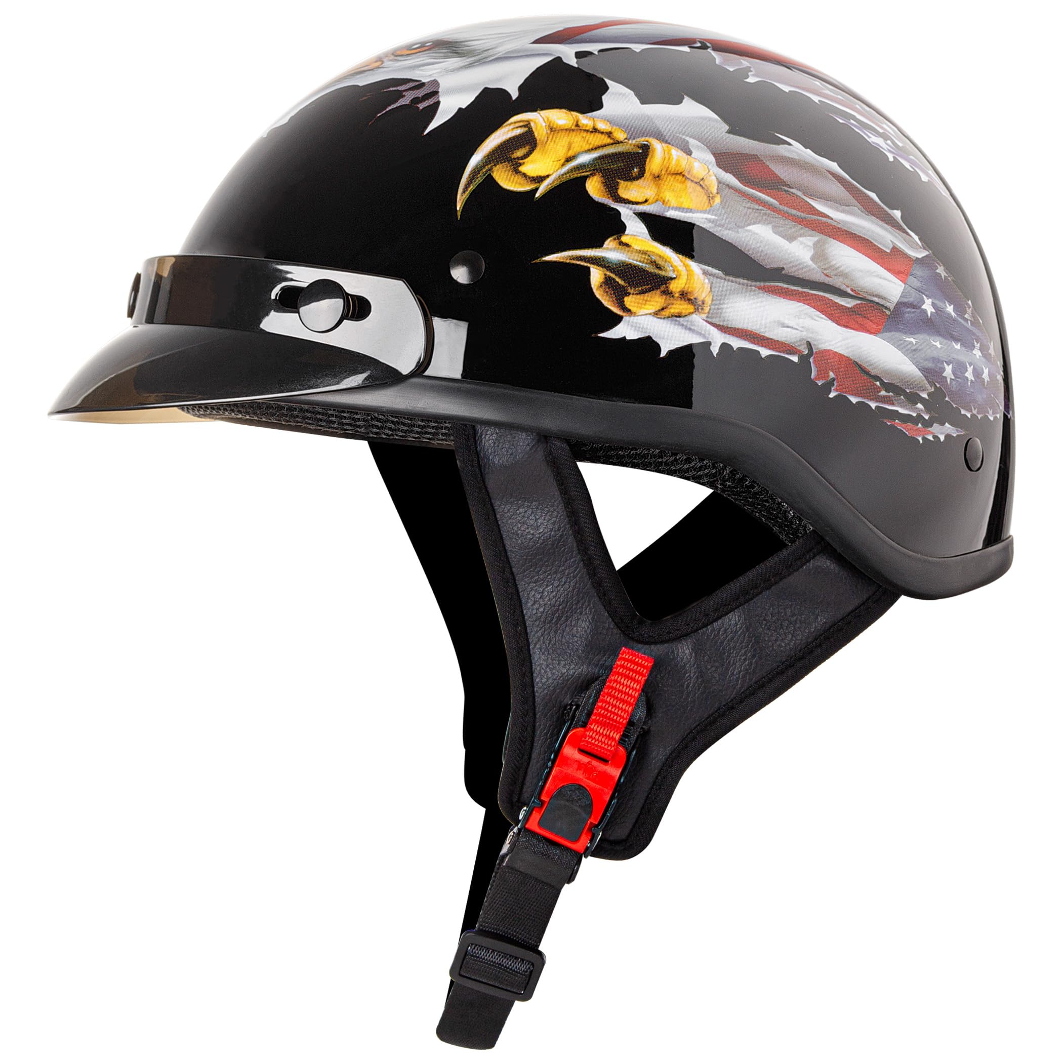 CARTMAN half helmet front view showing eagle graphic and secure fit