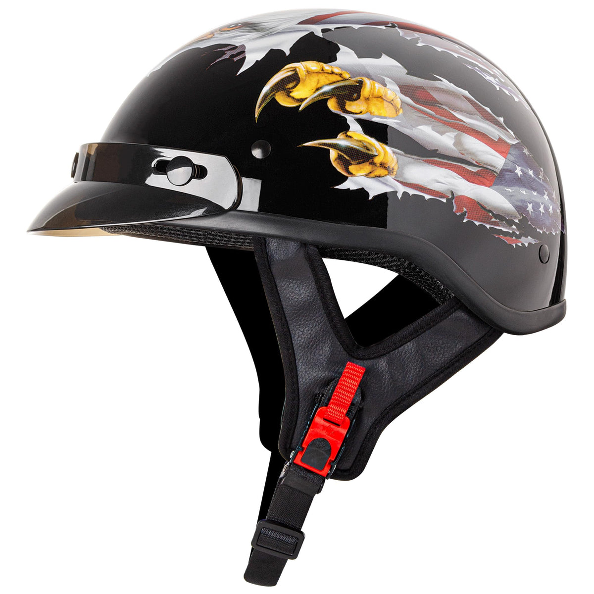 CARTMAN half helmet front view showing eagle graphic and secure fit