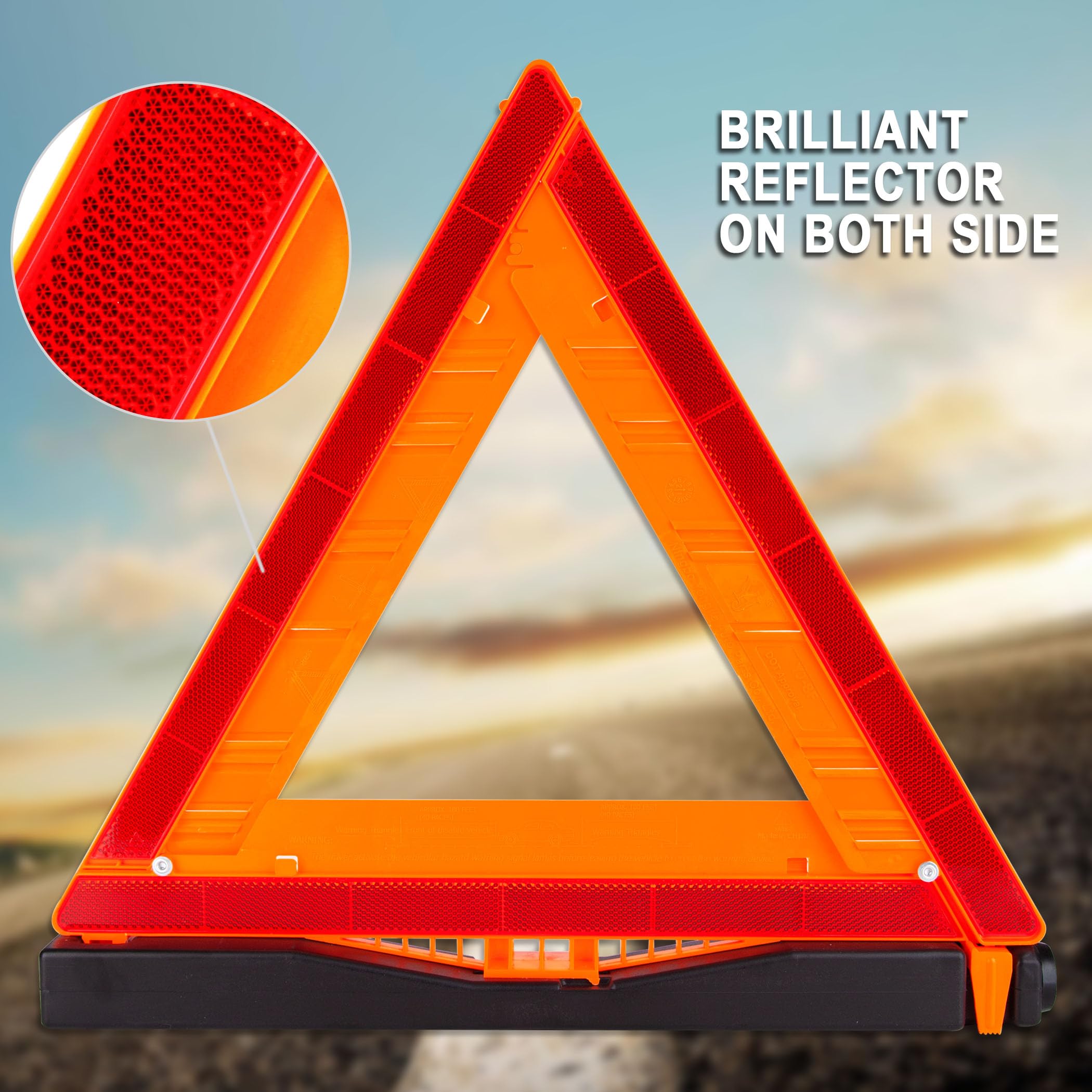 CARTMAN triangle set placed on roadside warning approaching drivers benefit