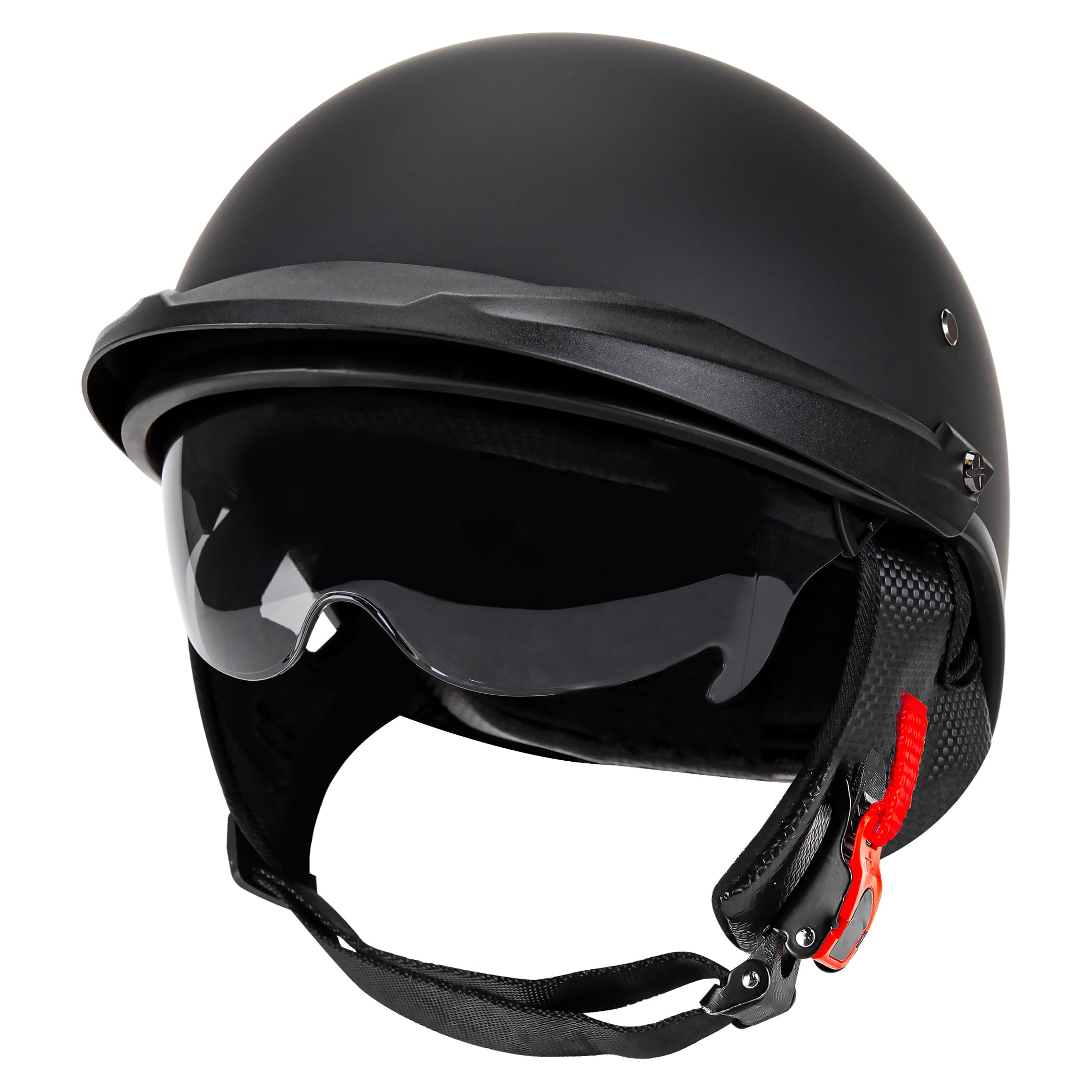 CARTMAN matte black open helmet front view showing face opening and finish, enhances visibility