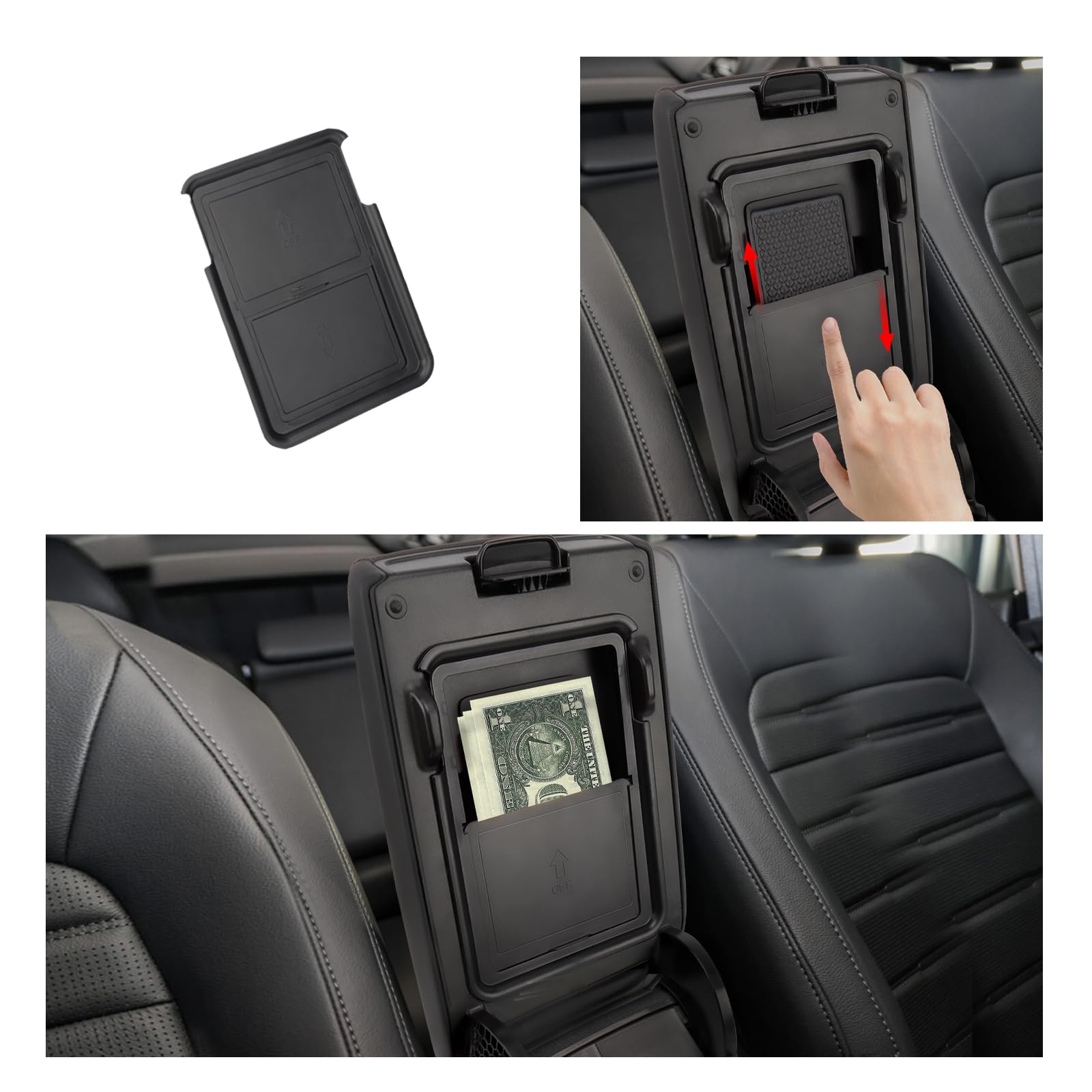 Carwiner in-use with phone and keys demonstrating easy reach and organized storage