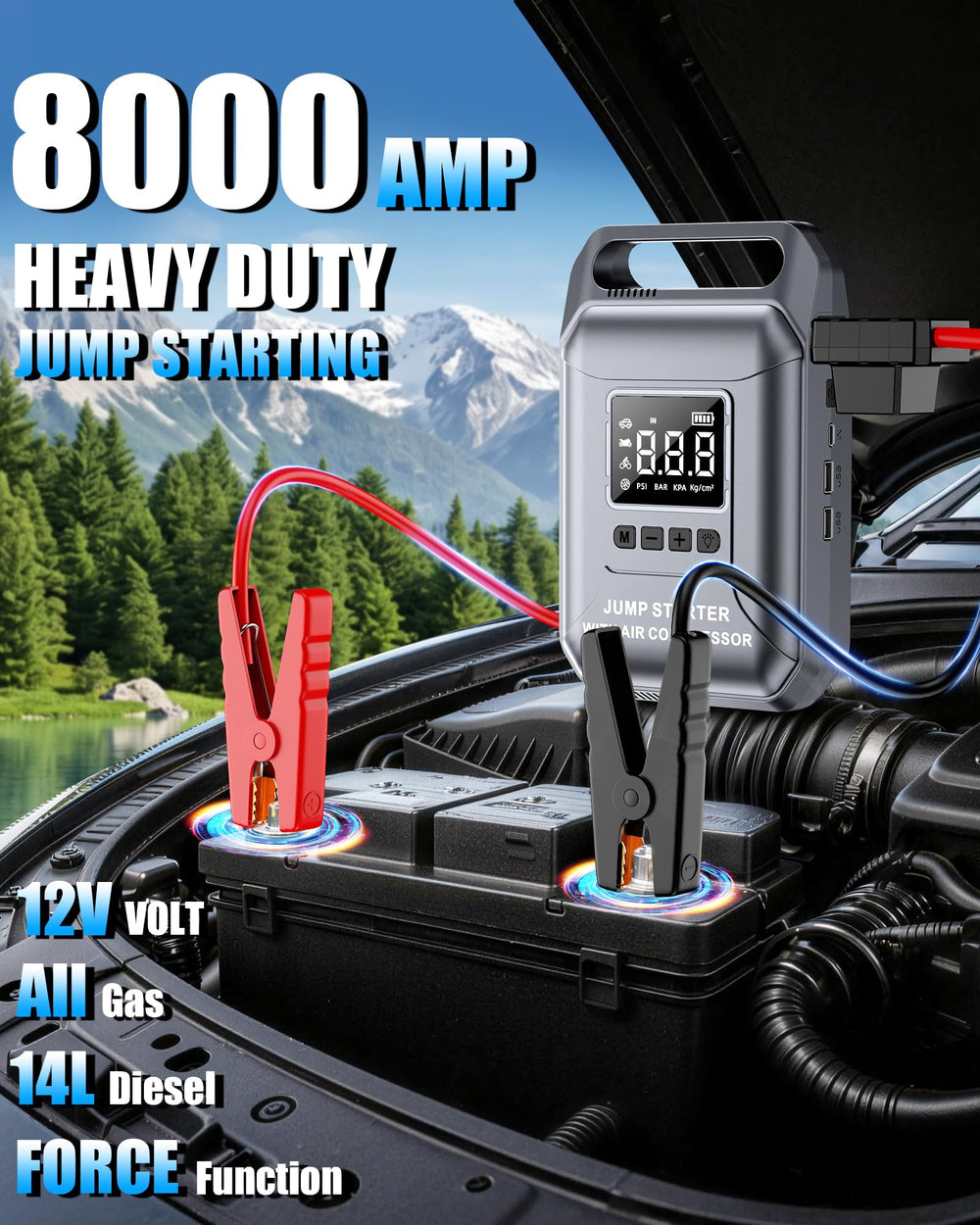 Carzip close-up of heavy-duty clamps and USB ports for safe charging