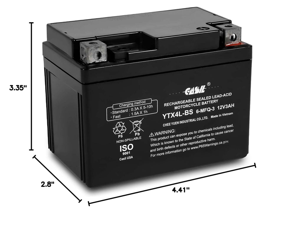 Casil YTX4L-BS on off-road quad illustrating vibration-resistant durability