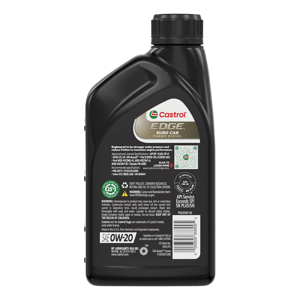 Castrol oil being poured into an engine for fast cold-start protection