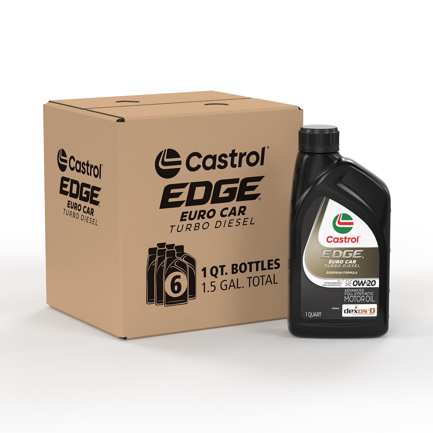 Castrol bottle front packaging showing brand and easy storage benefit