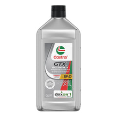 Castrol label close-up highlighting specifications and compatibility benefits