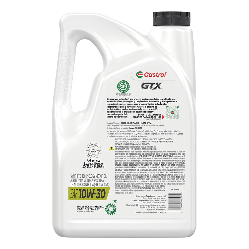 Castrol GTX close-up of cap sealing to prevent spills