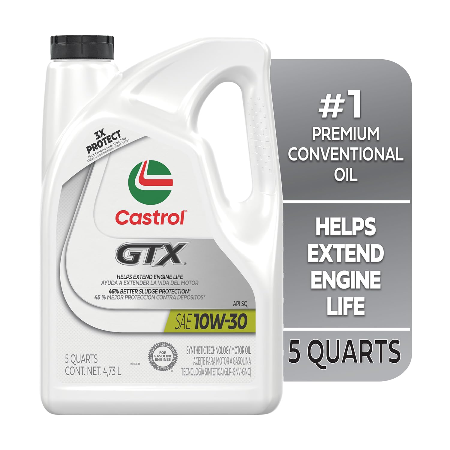 Castrol GTX side view highlighting ergonomic spout and grip