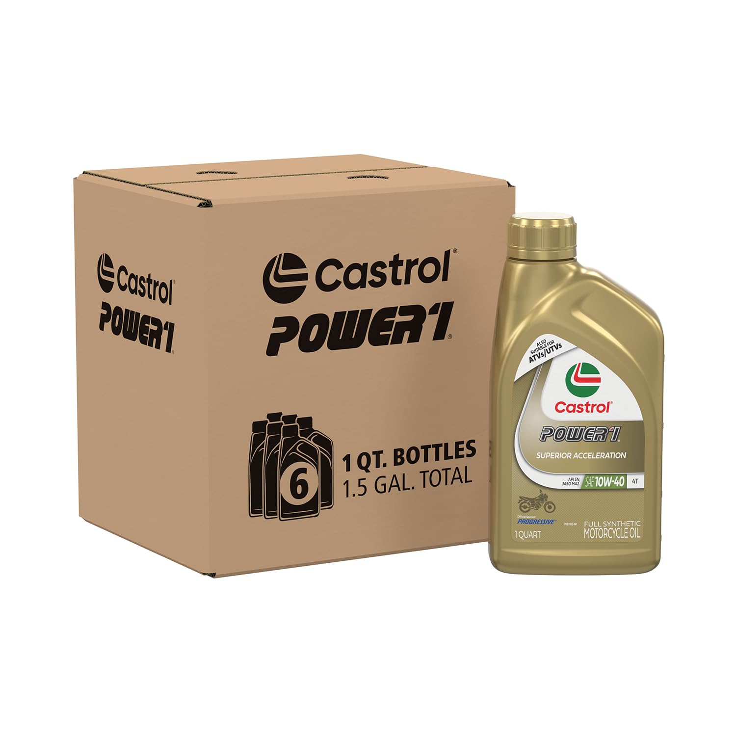 Castrol Power1 front packaging showing brand and pack of six, highlights convenience