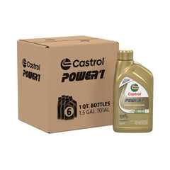 Castrol Power1 front packaging showing brand and pack of six, highlights convenience