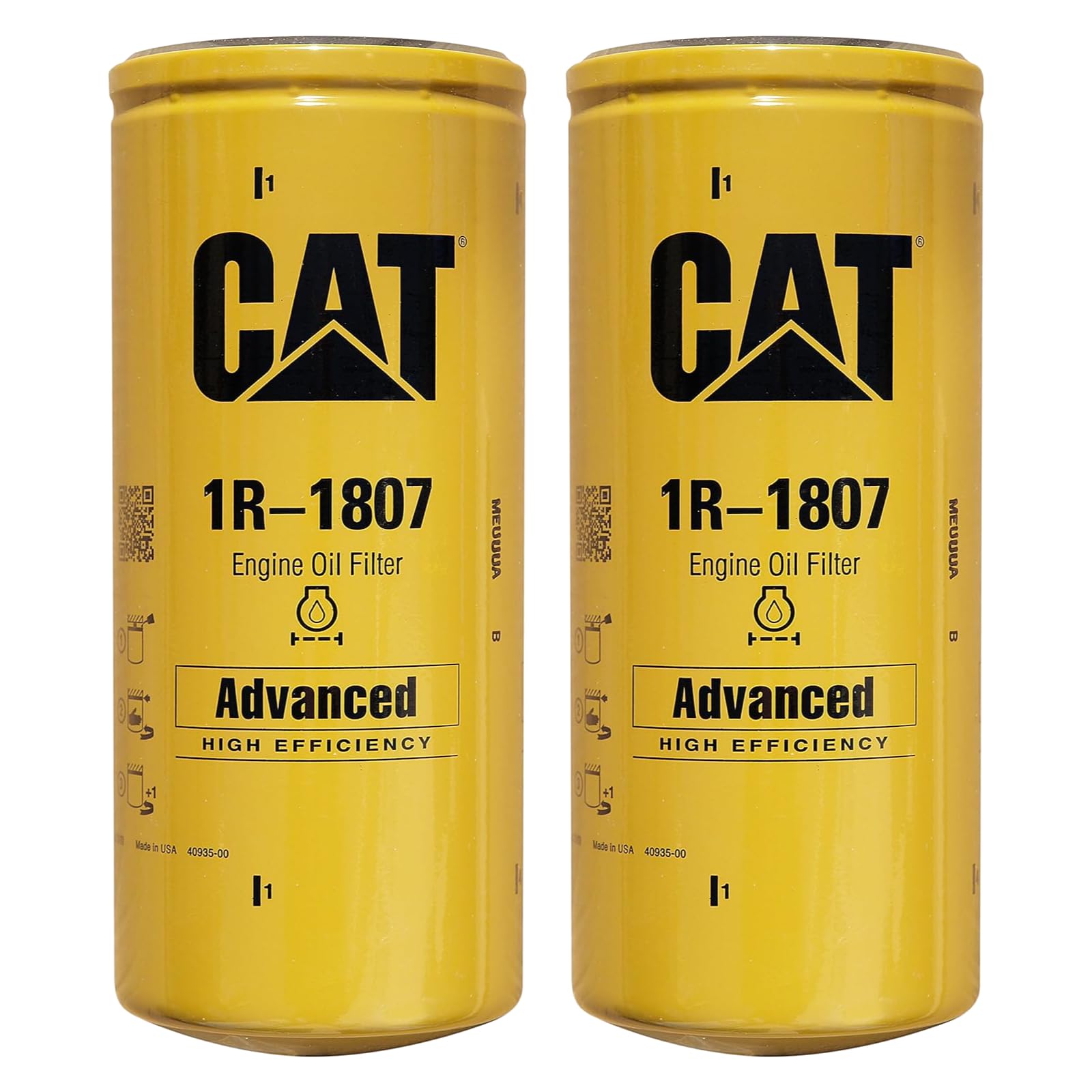 CAT 1R-1807 front view pack of two showing labels and OEM fit