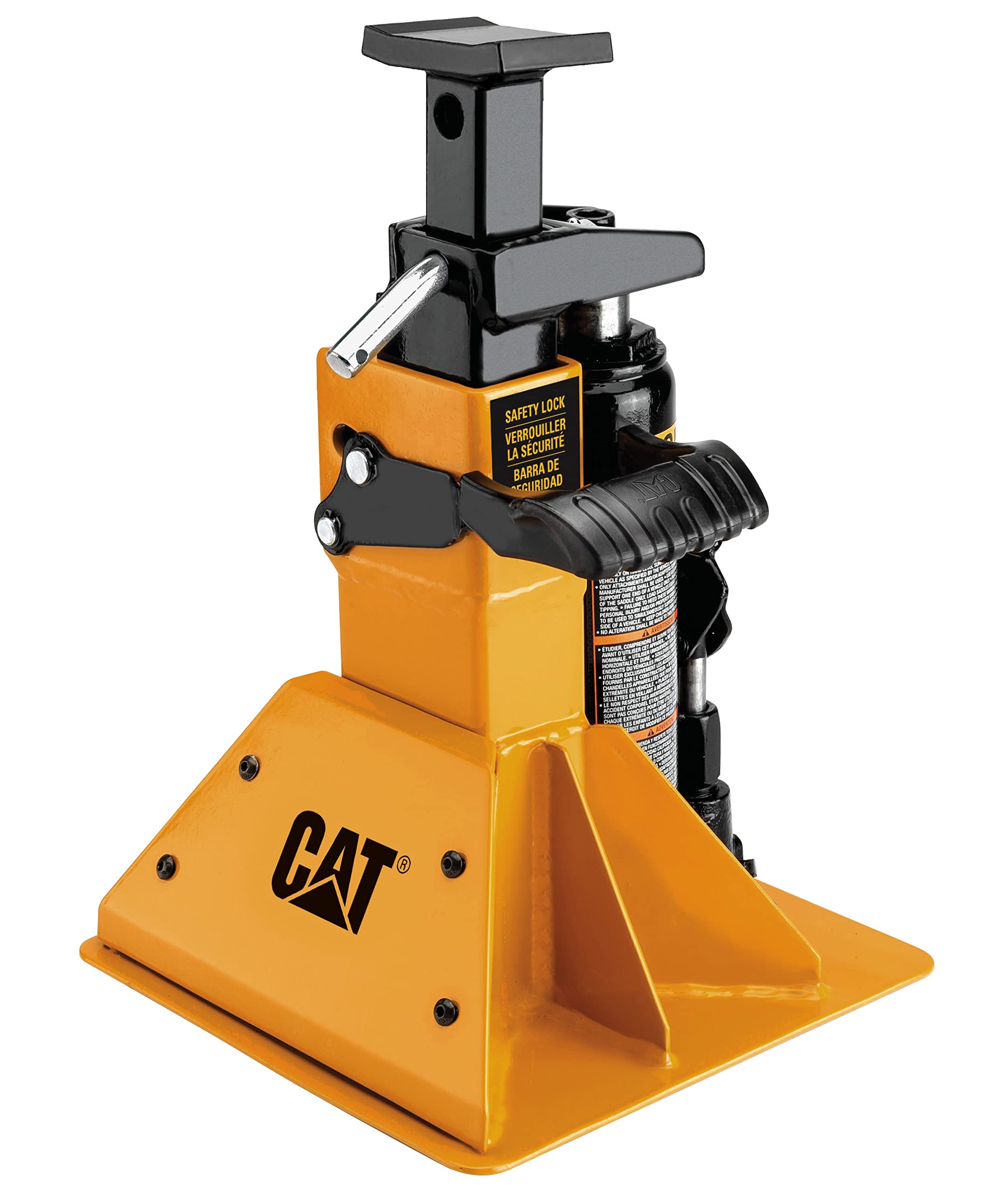 CAT jack front view showing sturdy frame and stable base for secure lifting