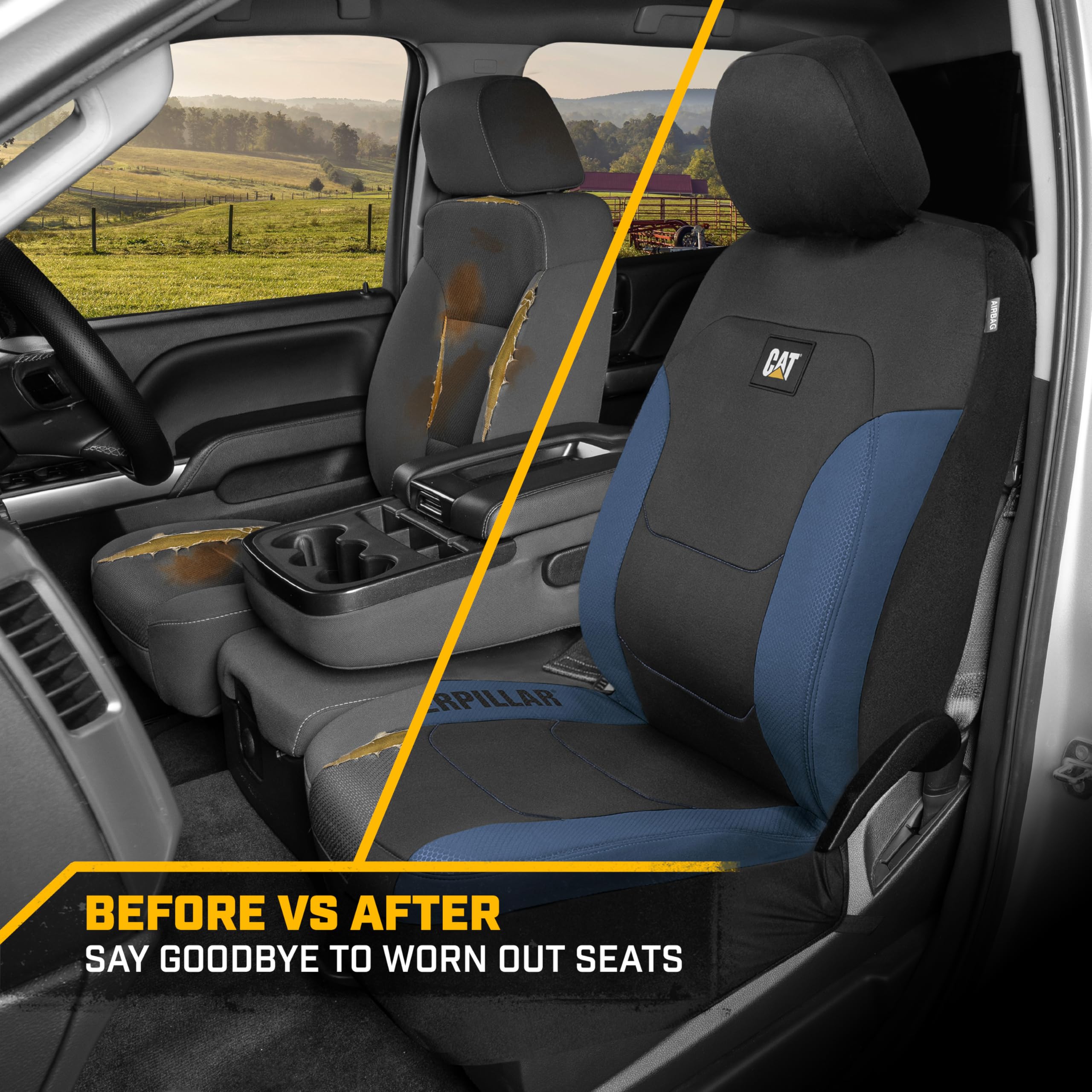 CAT Flexfit on seat shown next to ruler, demonstrates fit