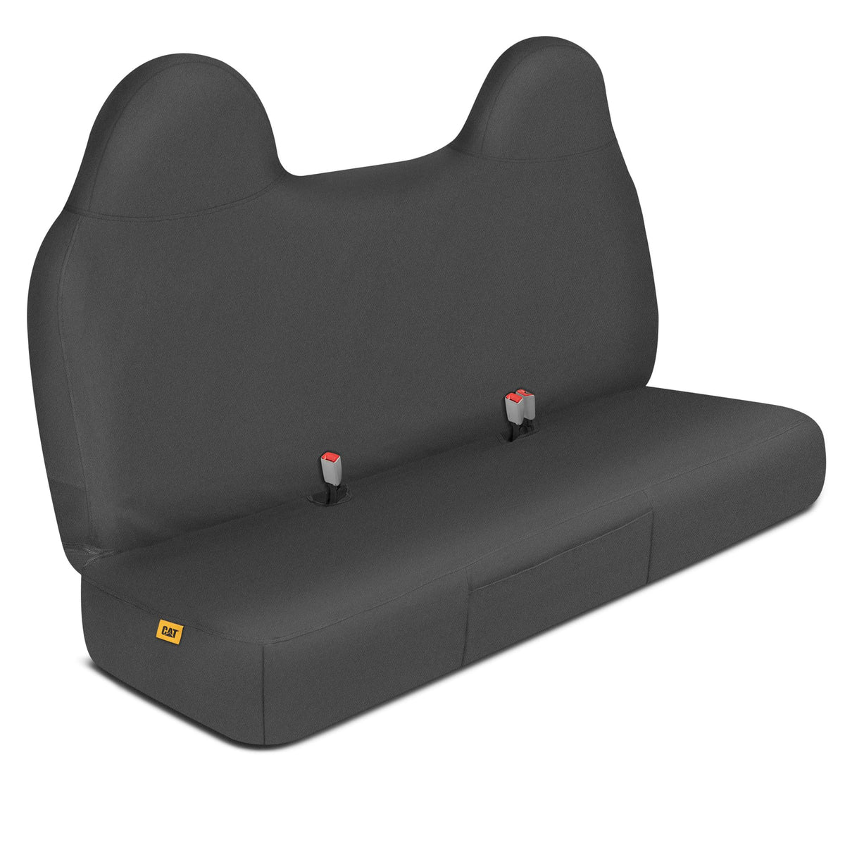 CAT front bench seat cover front view showing fit and pockets for protection
