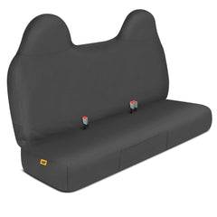 CAT front bench seat cover front view showing fit and pockets for protection