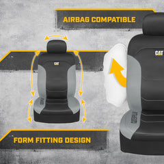 CAT seat cover back detail with anchors for a secure fit