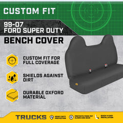 CAT utility pockets detail on seat cover providing organized storage