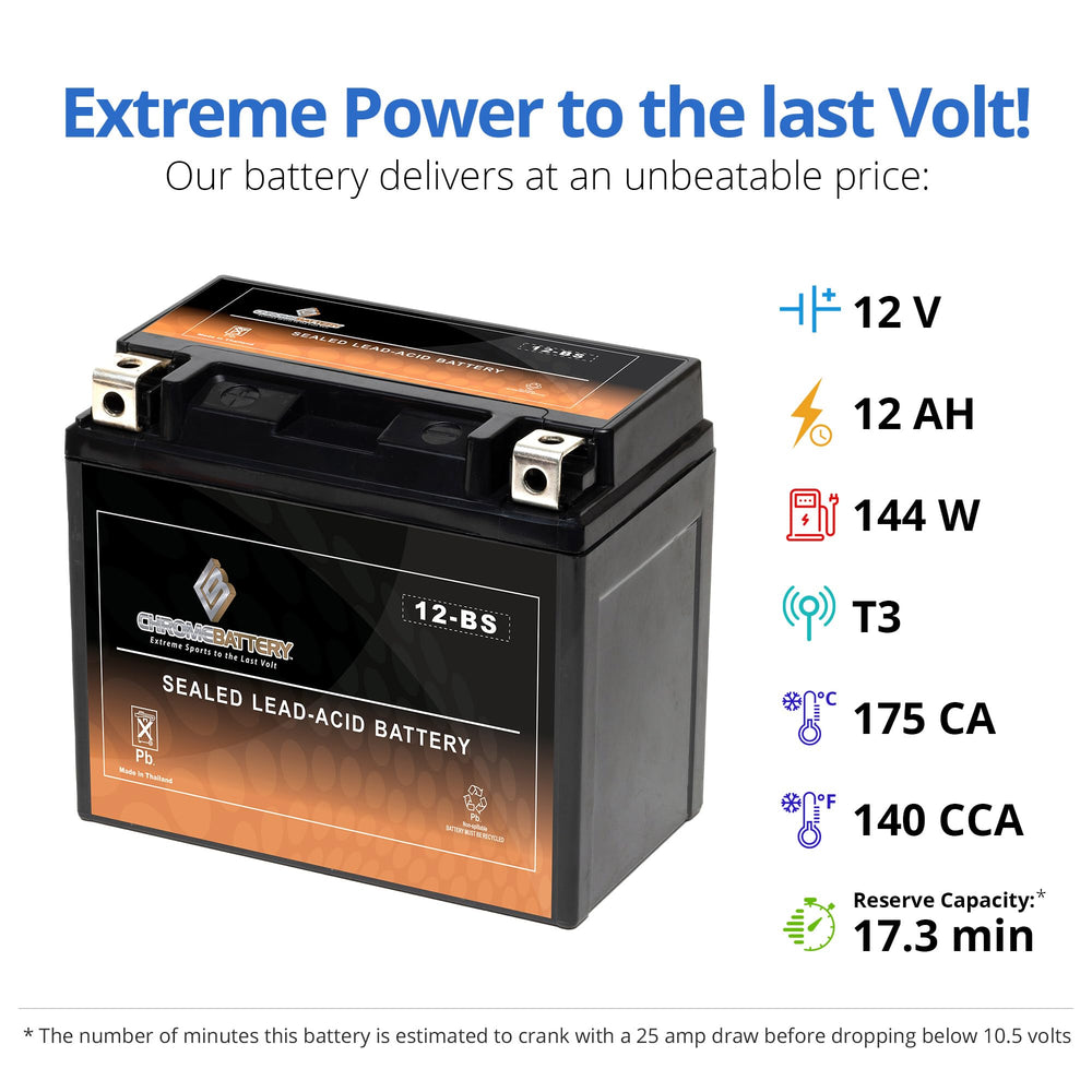 CB CHROMEBATTERY side label displaying dimensions and specs for correct fitment