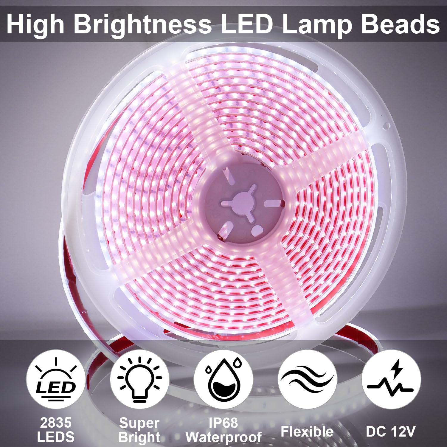 CCBASEBALL close-up of SMD 2835 LEDs and silicone coating for durable bright light