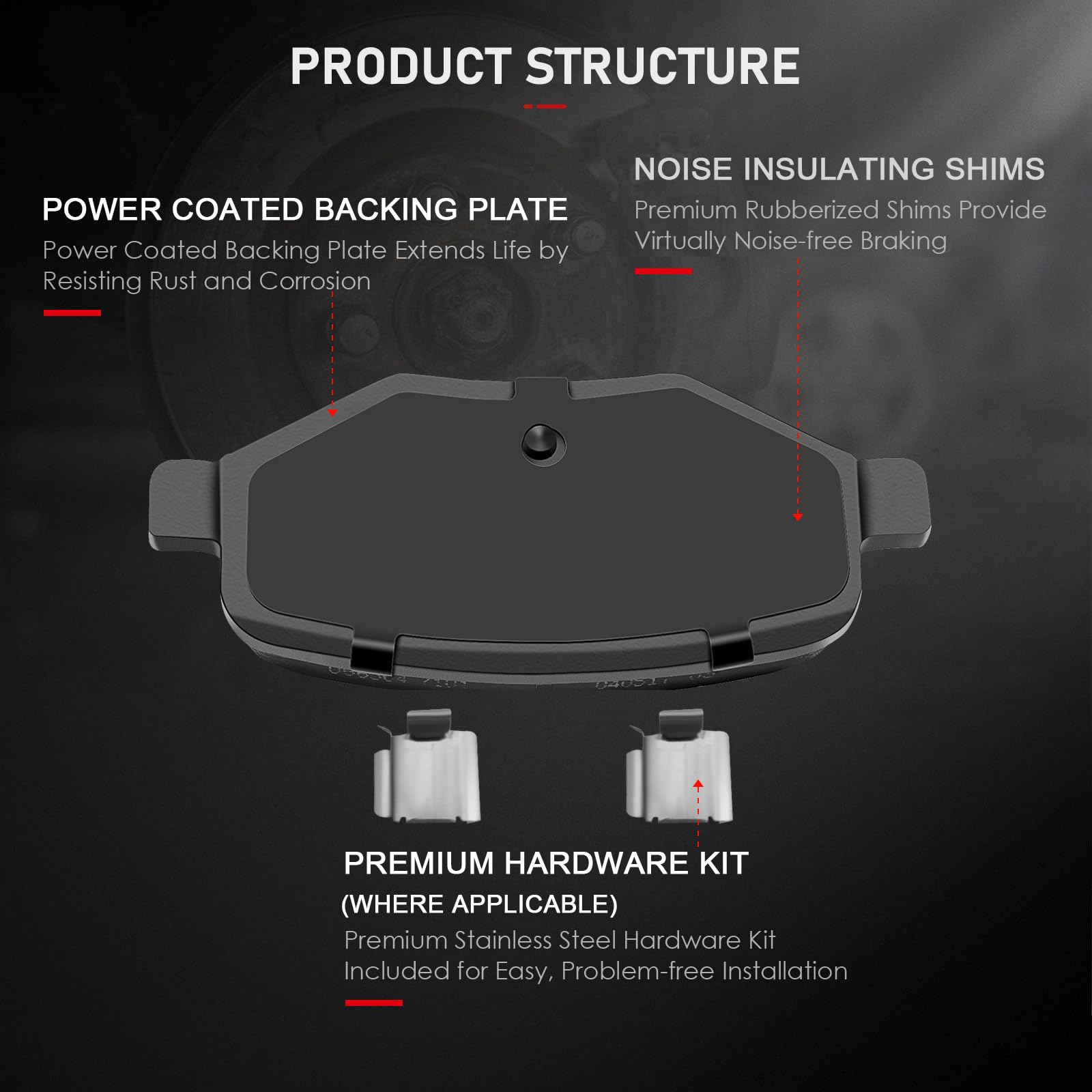 cci yu pad back plate close-up highlighting gasket to reduce vibration and lower noise