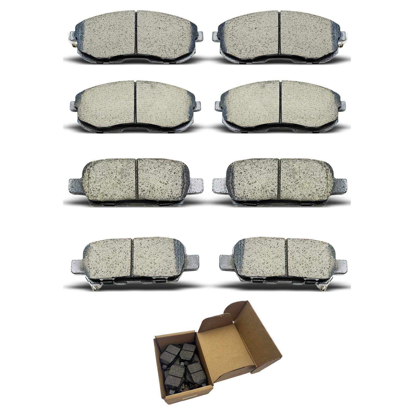 CCTECHMASS front and rear pad set packaging showing included 8 pieces and fitment