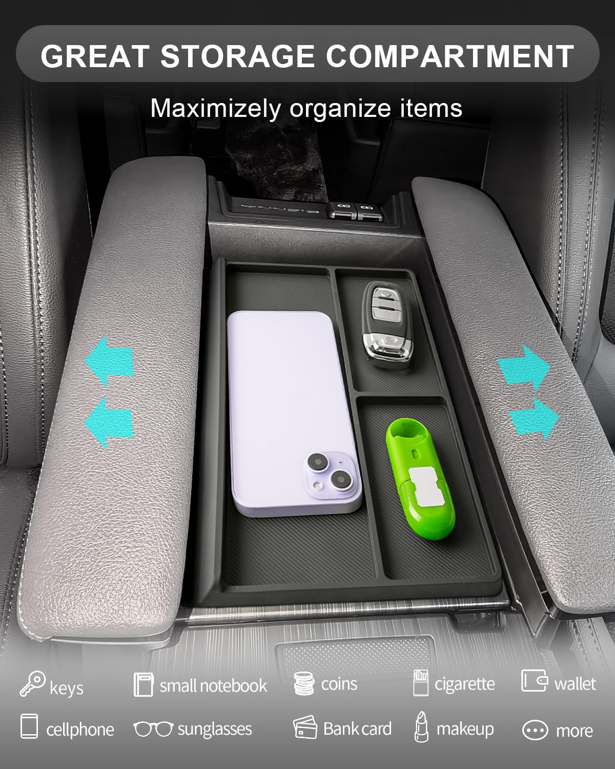 CDEFG installed top-down in Sienna enhancing access to phone and keys