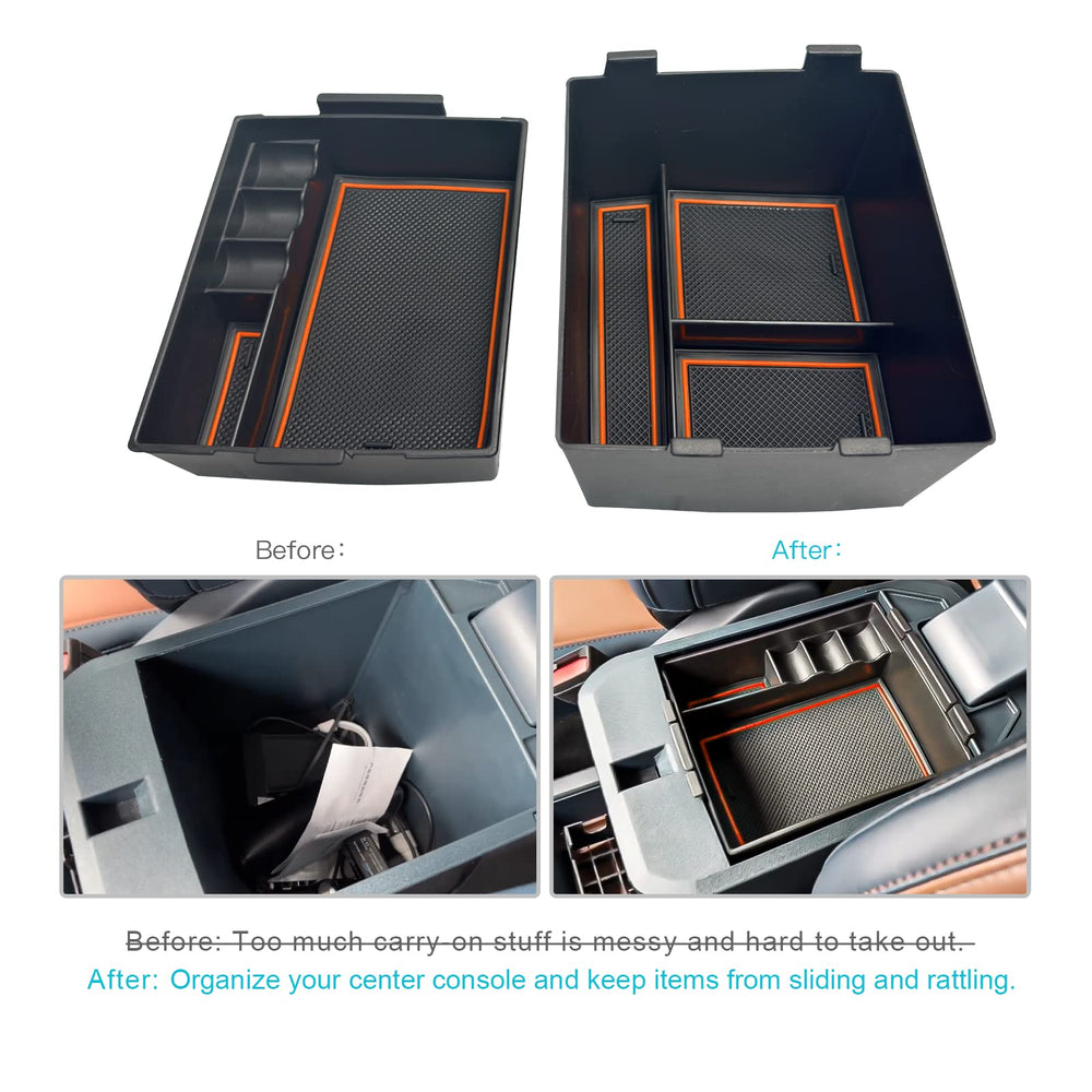 CDEFG tray installed in Maverick console for tidy, accessible storage