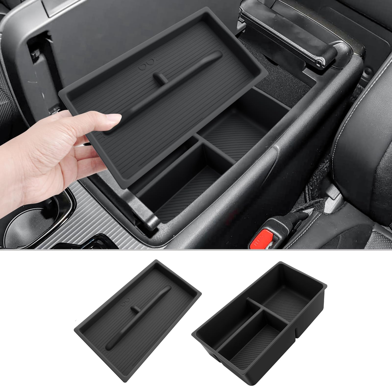 CDEFG package contents with two trays and anti-slip mats for simple setup