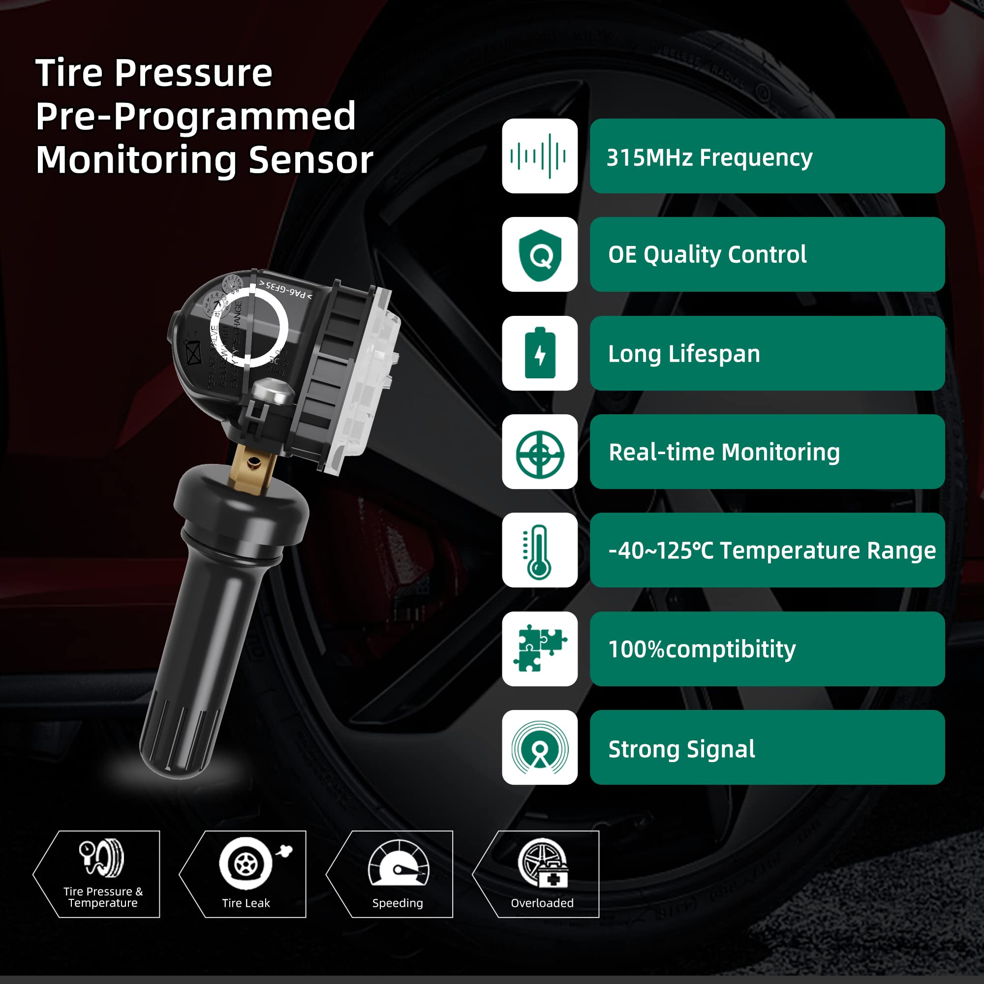 CDWTPS sensor installed on wheel demonstrating easy replacement benefit