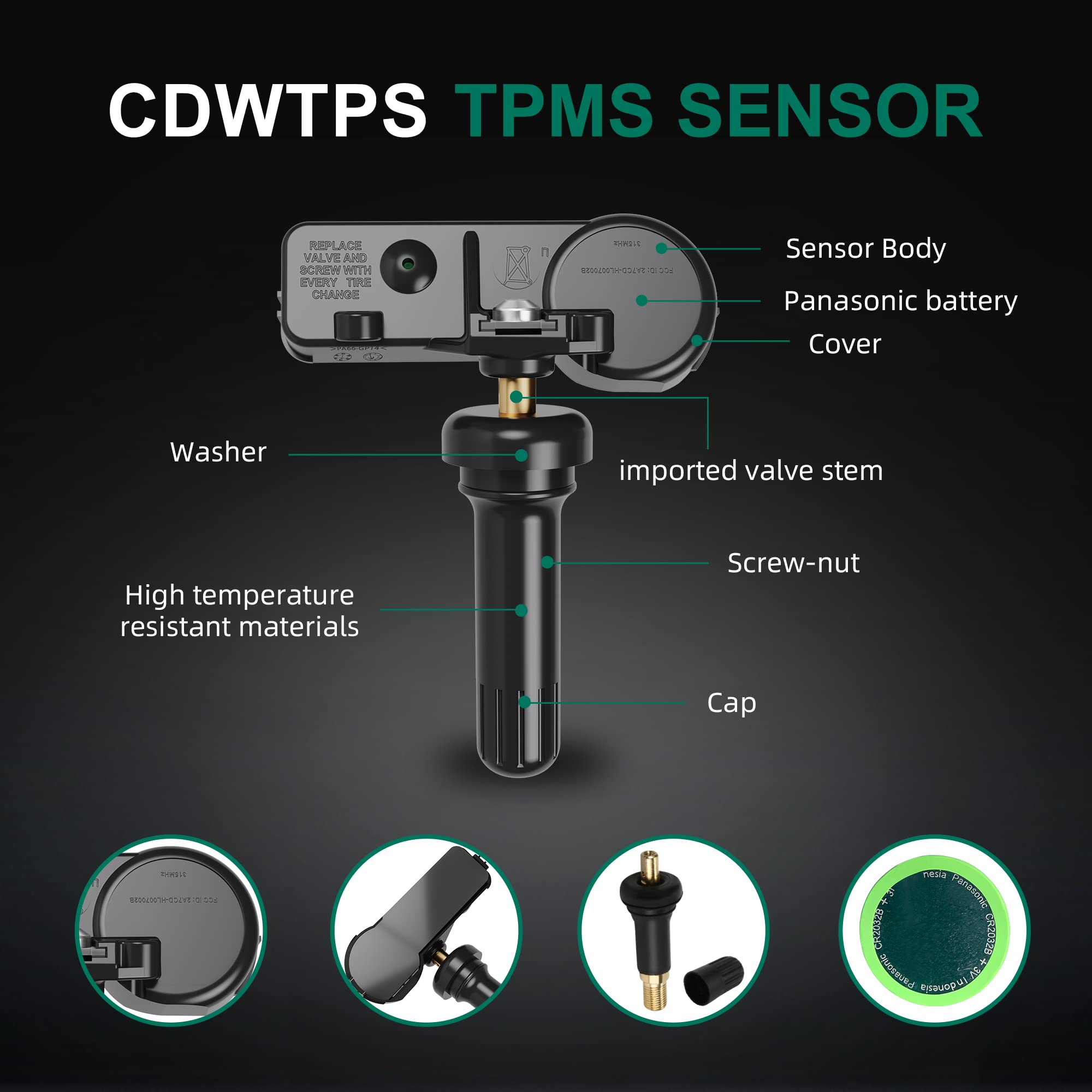 CDWTPS sensor mounted on rim showing correct installation and reliable fitment