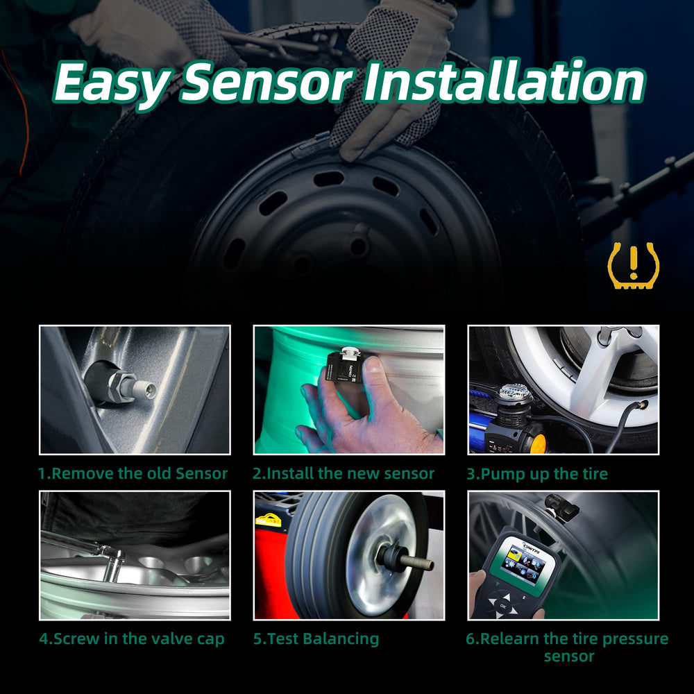 CDWTPS sensor next to ruler showing compact size for easy wheel fitment benefit