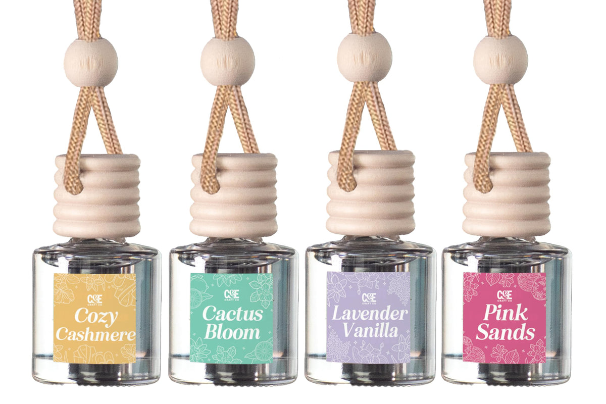 CE CRAFT front view of four-pack floral hanging diffusers showing variety and convenience