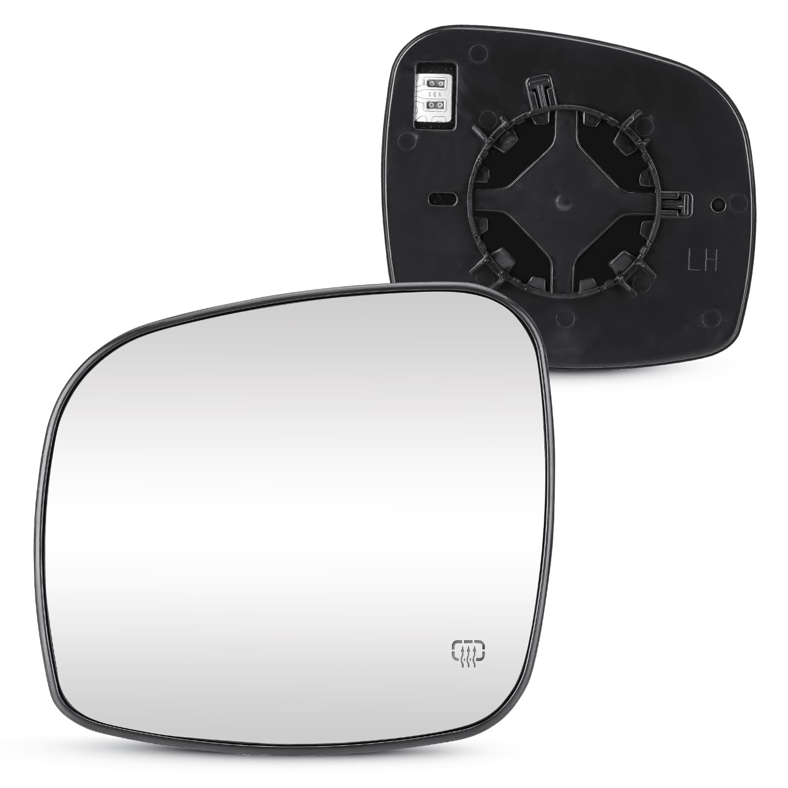 Cenfeild left heated mirror front view showing exact OEM fit and clear reflection