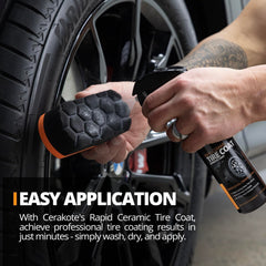 Applying CERAKOTE by hand to a tire for fast professional results